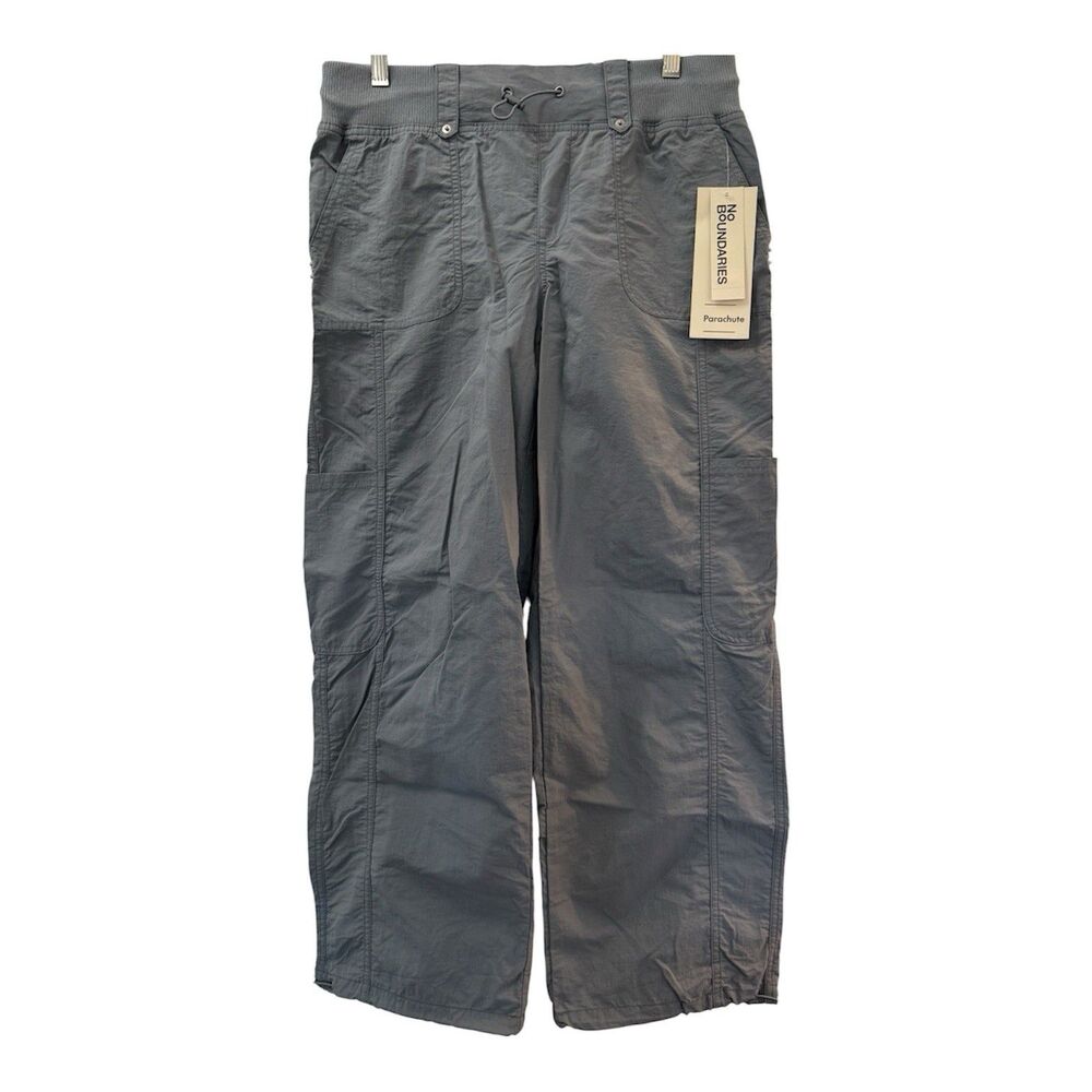 No Boundaries Cargo Pull On Pants Medium Gray Parachute Bungee Baggy NWT